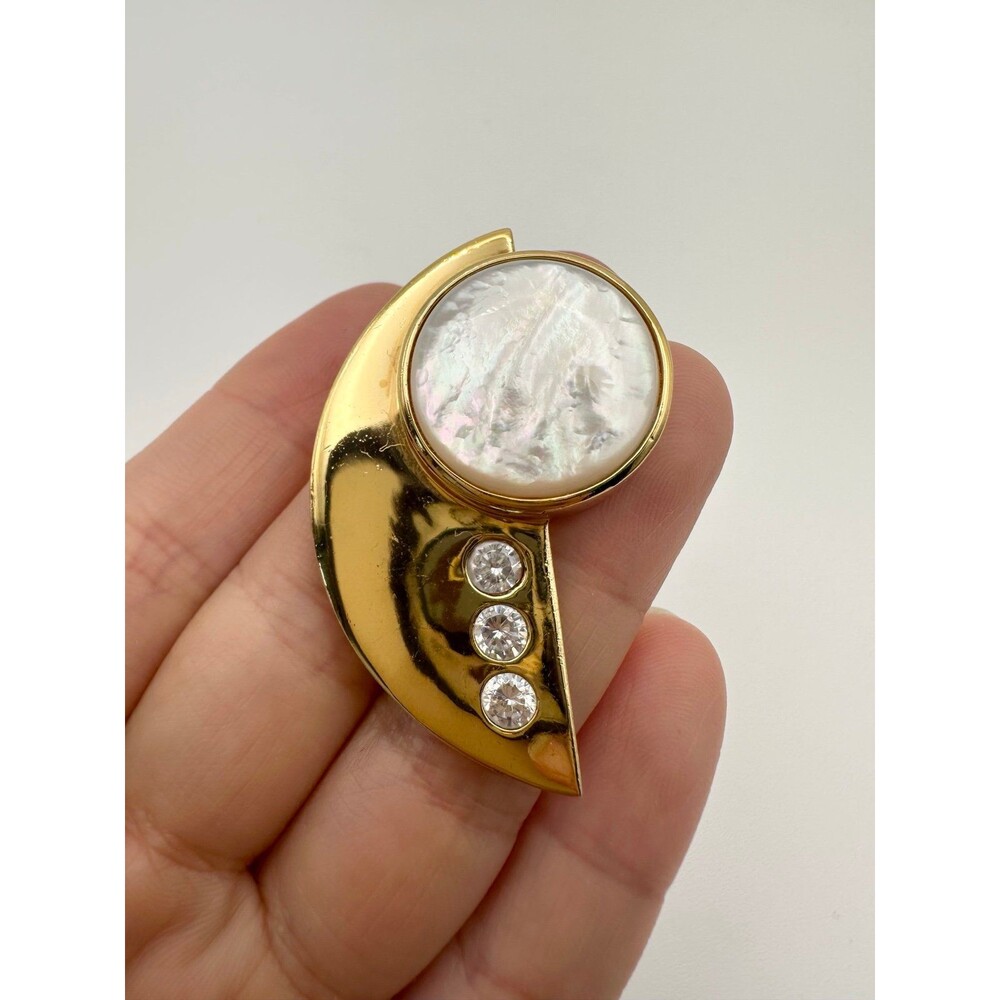 Ross Simons sterling silver 14k gold vermeil mother of pearl modernist pendant